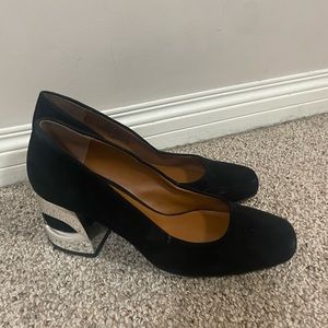 Halston New Black Chunky Heel Shoes
